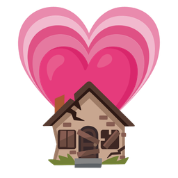 growing heart and derelict house