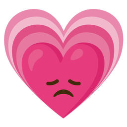 growing heart and disappointed face