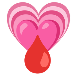 growing heart and drop of blood