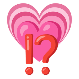 growing heart and exclamation question mark