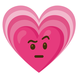 growing heart and face with raised eyebrow