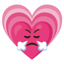 growing heart and face with steam from nose