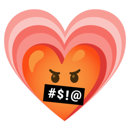 growing heart and face with symbols on mouth