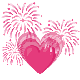 growing heart and fireworks
