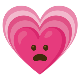 growing heart and frowning face with open mouth