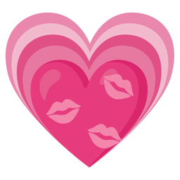 growing heart and kiss mark