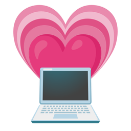 growing heart and laptop