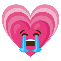 growing heart and loudly crying face