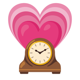 growing heart and mantelpiece clock