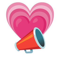 growing heart and megaphone