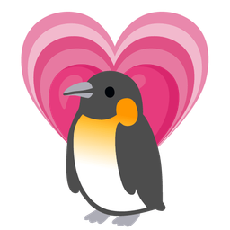 growing heart and penguin