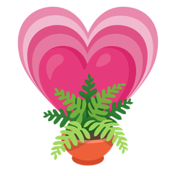 growing heart and potted plant
