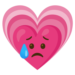 growing heart and sad but relieved face