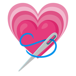 growing heart and sewing needle