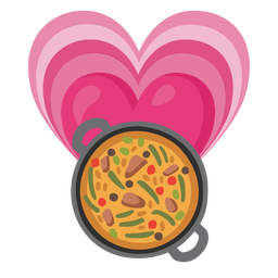 growing heart and shallow pan of food