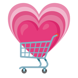 growing heart and shopping cart