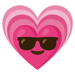 growing heart and smiling face with sunglasses