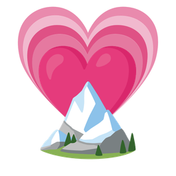growing heart and snow-capped mountain