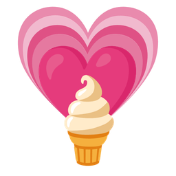 growing heart and soft ice cream