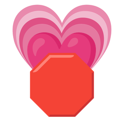 growing heart and stop sign