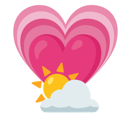 growing heart and sun behind cloud