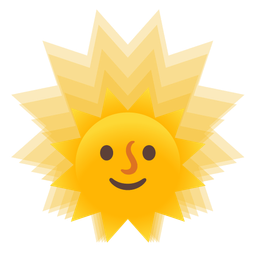 growing heart and sun with face