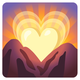 growing heart and sunrise over mountains