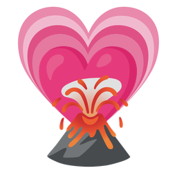 growing heart and volcano