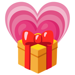 growing heart and wrapped gift