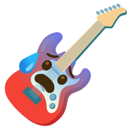 Guitar and Anxious face with sweat