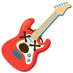 Guitar and Face with crossed-out eyes