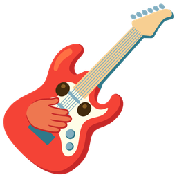 Guitar and Face with open eyes and hand over mouth