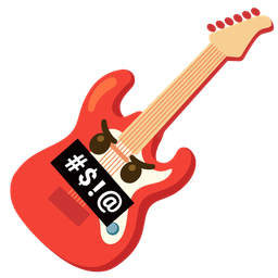 Guitar and Face with symbols on mouth