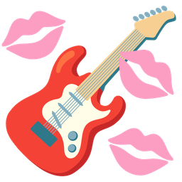 Guitar and Kiss mark