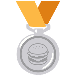 hamburger and 2nd place medal