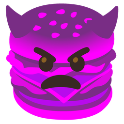 hamburger and angry face with horns