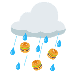 hamburger and cloud with rain