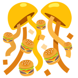 hamburger and confetti ball