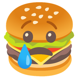 hamburger and crying face