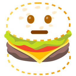 hamburger and dotted line face