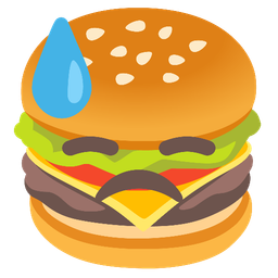hamburger and downcast face with sweat