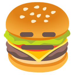 hamburger and expressionless face