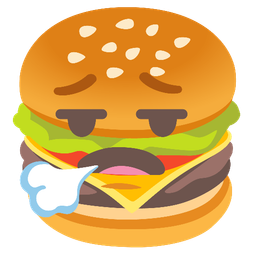 hamburger and face exhaling
