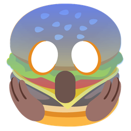 hamburger and face screaming in fear