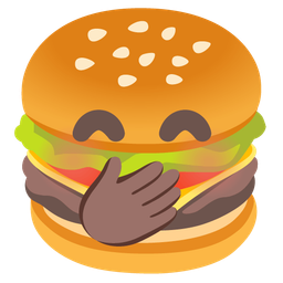 hamburger and face with hand over mouth