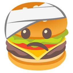 hamburger and face with head-bandage
