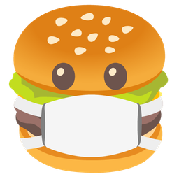 hamburger and face with medical mask