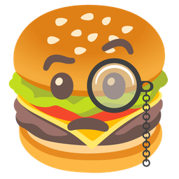 hamburger and face with monocle