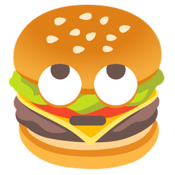 hamburger and face with rolling eyes