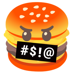 hamburger and face with symbols on mouth
